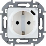 Розетка 1-м СП Inspiria 16А IP20 250В 2P+E немецк. стандарт с заряд. устройством USB тип C 1.5А 5В механизм бел. IEK 673770