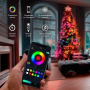 Гирлянда светодиодная смарт «Роса» «Нить» с крупными светодиодами 10м 100LED RGB IP20 USB провод прозр. Neon-Night 245-019