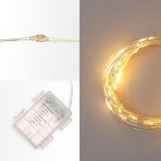 Гирлянда «Роса» 10м 100LED тепл. бел. IP44 с пультом 8 режимов элементы питания 3хAA Neon-Night 303-256