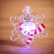 Фигура светодиодная «Снеговик на снежинке» 80х90х15мм 1LED RGB 0.1Вт 4.5В IP20 на присоске элементы питания 2хCR2032 (в компл.) Neon-Night 501-021