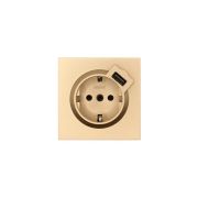 Розетка 1-мест. с/з+USB разъем СП ZIMA IP20 зол. LEZARD 704-3688-181