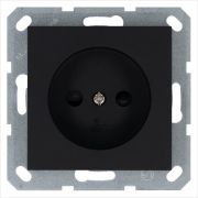 Розетка 1-м 16А IP20 без заземл. защ. шторки механизм черн. матов. soft touch Jasmart G5503PB