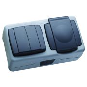 Выключатель 2-кл. + розетка IP44 с крышкой Makel 37064203