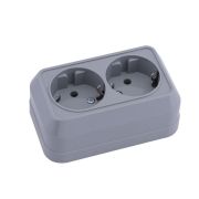 Розетка 2-м ОП IP20 с заземл. сер. Makel 45082