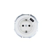 Розетка 1-м СП OSEN с заземл. + USB разъем бел. LEZARD 743-0288-181