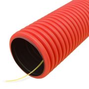Труба гофрированная двустенная ПНД гибкая d63мм с протяжкой SN29 750 красн. (уп.100м) Промрукав PR15.0045